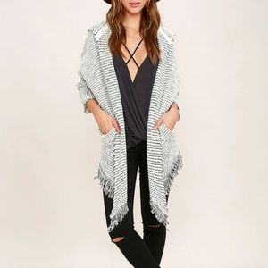 Foggy Coast Black and White Hooded Sweater